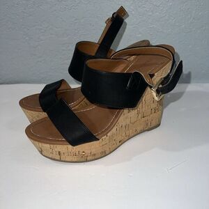 Bonnibel Elmo Black Platform Wedge‎ Sandals women shoes Size 7.5